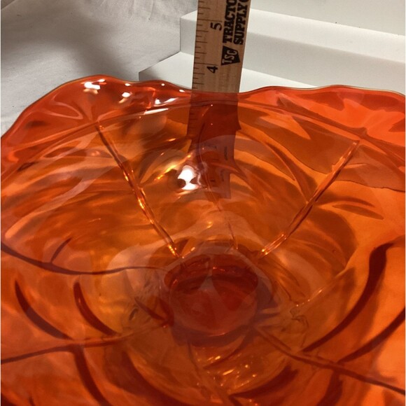 Viking Amberina Orange Yellow Glass Handblown Pedestal Bowl Dish 8" MCM Decor - Picture 12 of 13